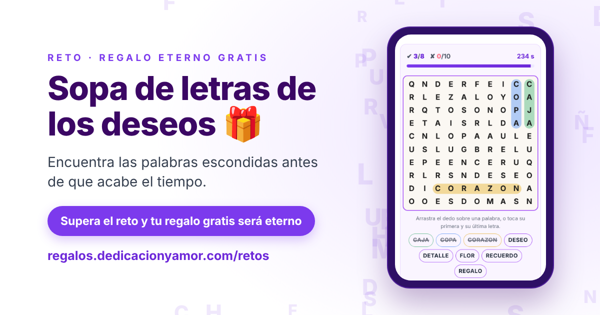 Sopa de letras de los deseos